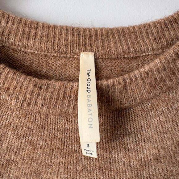 Aritzia The Group by Babaton Thurlow Wool Knit Sweater Crewneck BrownTan Small - Picture 6 of 8
